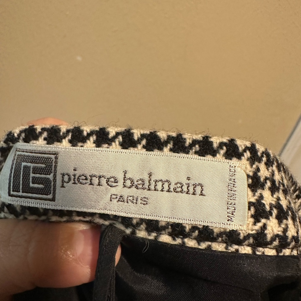 Vintage Rare Pierre Balmain‎ MIDI Houndstooth Wool Skirt Size 10 - Picture 9 of 11